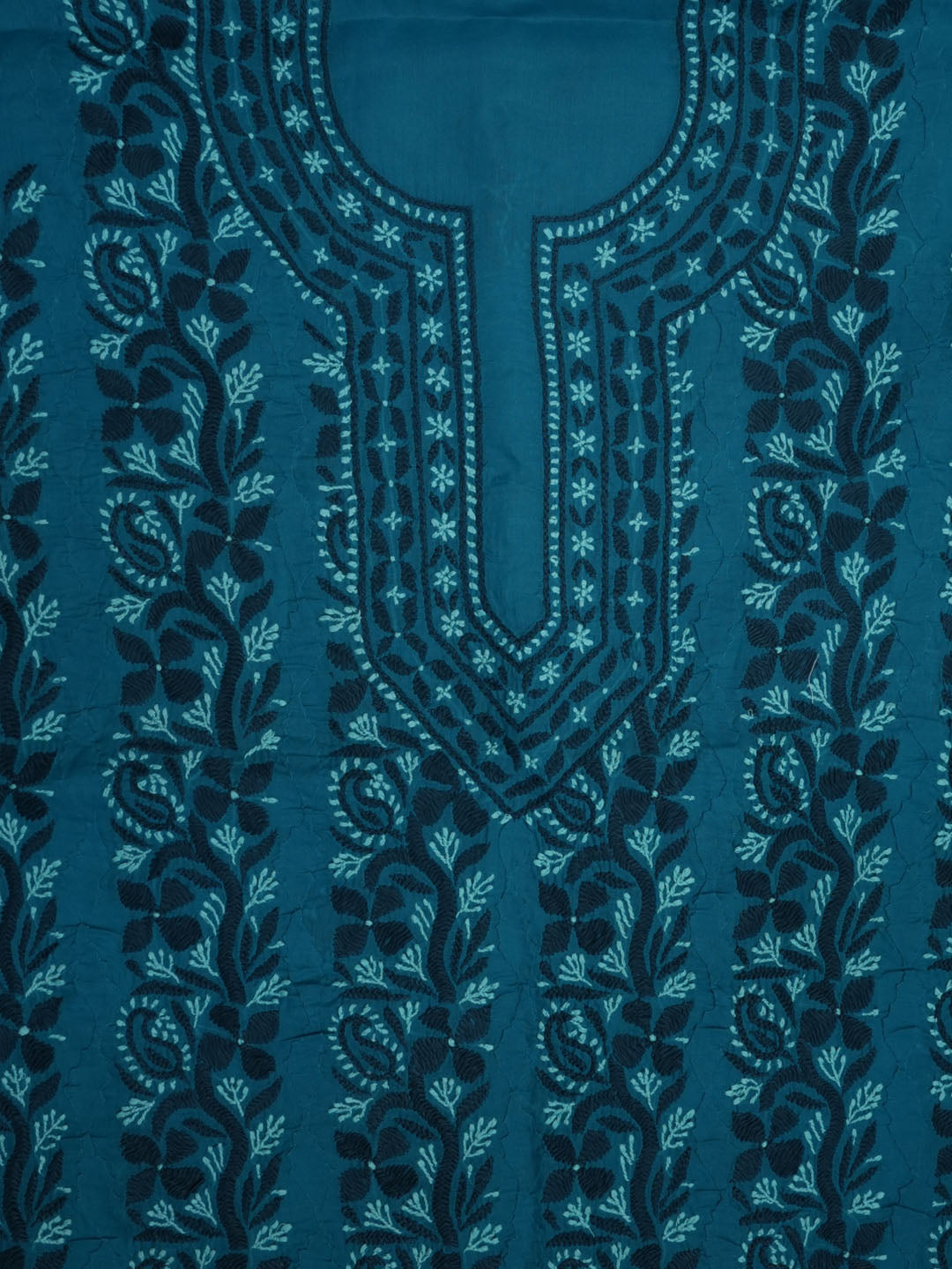 women hand embroidered chikankari cotton dressmaterial PC4120-TEAL8