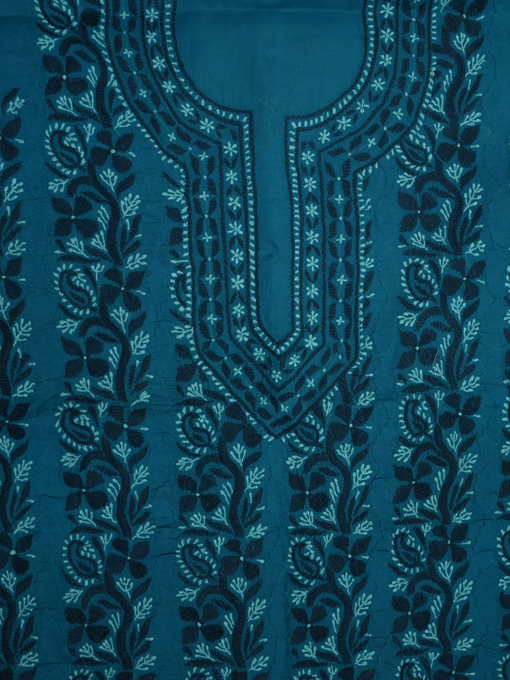 women hand embroidered chikankari cotton dressmaterial PC4120-TEAL8