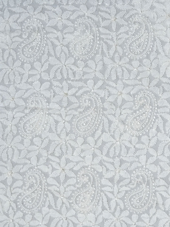 Women Hand Embroidered Chikankari Viscose Georgette Dressmaterial PC4123-WHITE4