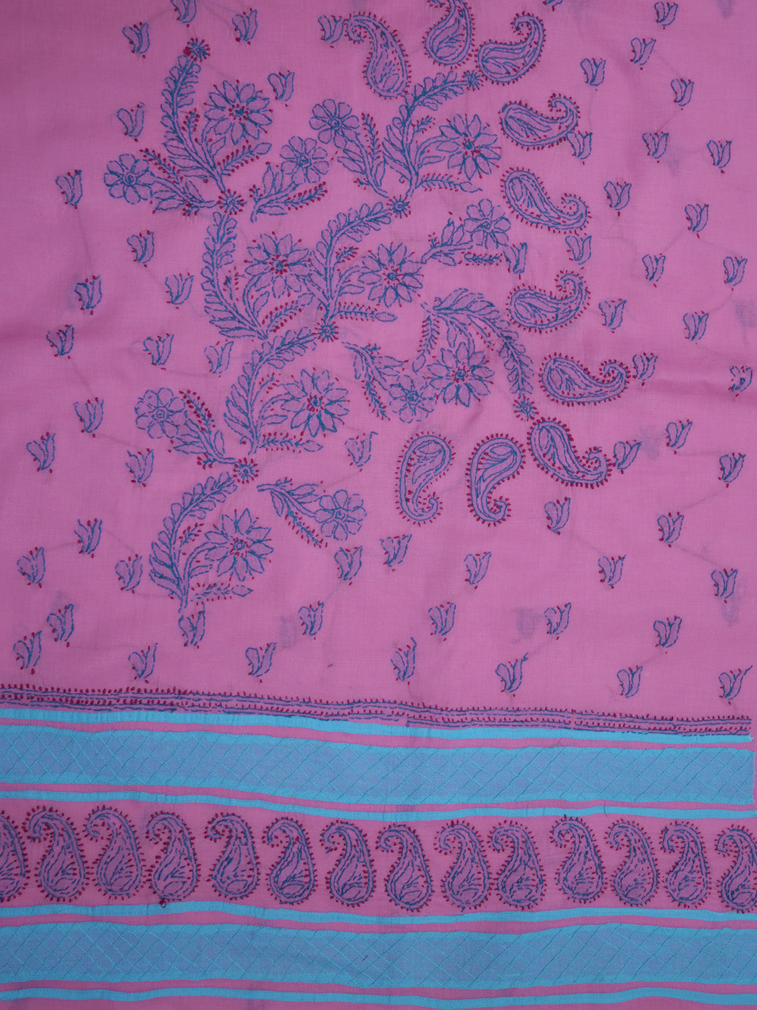 women hand embroidered chikankari cotton dressmaterial PC4120-HOTPINK4