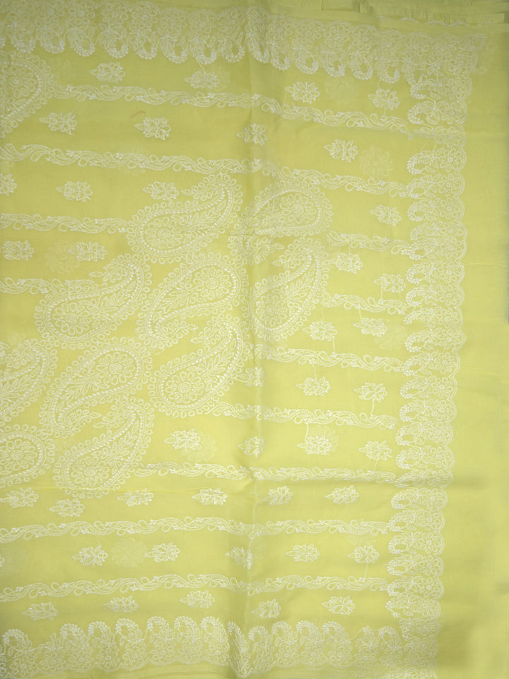 Hand Embroidered Chikankari Cotton Saree PCSAR02 Darklemon
