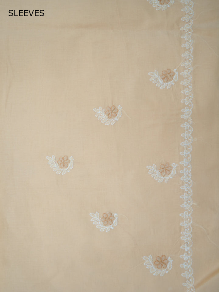 Women Hand Embroidered Chikankari Cotton Dressmaterial PCSCU00102FS-CREAME