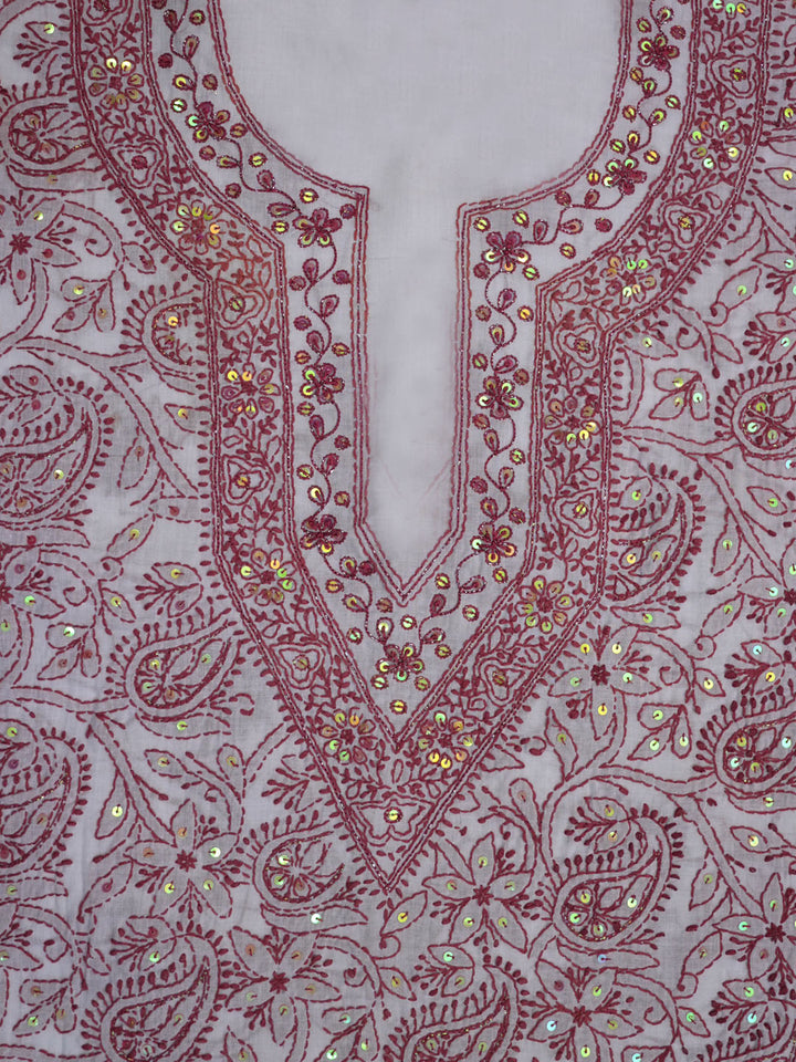 women hand embroidered chikankari cotton dressmaterial PC4120-WHITE21