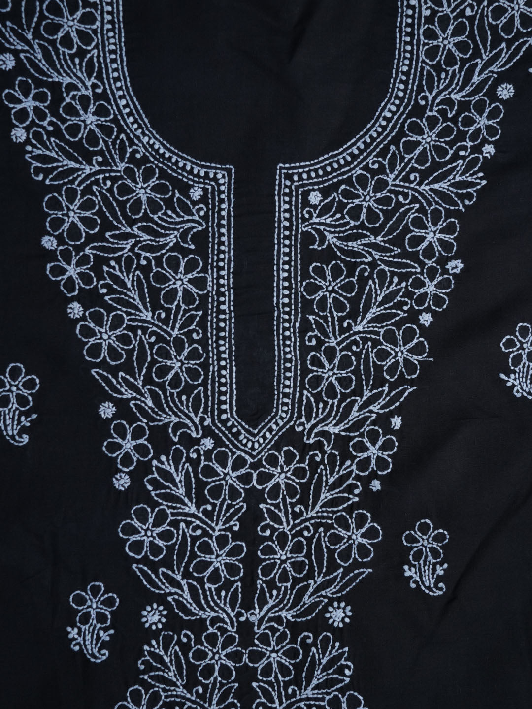 Women Hand Embroidered Chikankari Cotton Dressmaterial PCSCU00104FS-BLACK