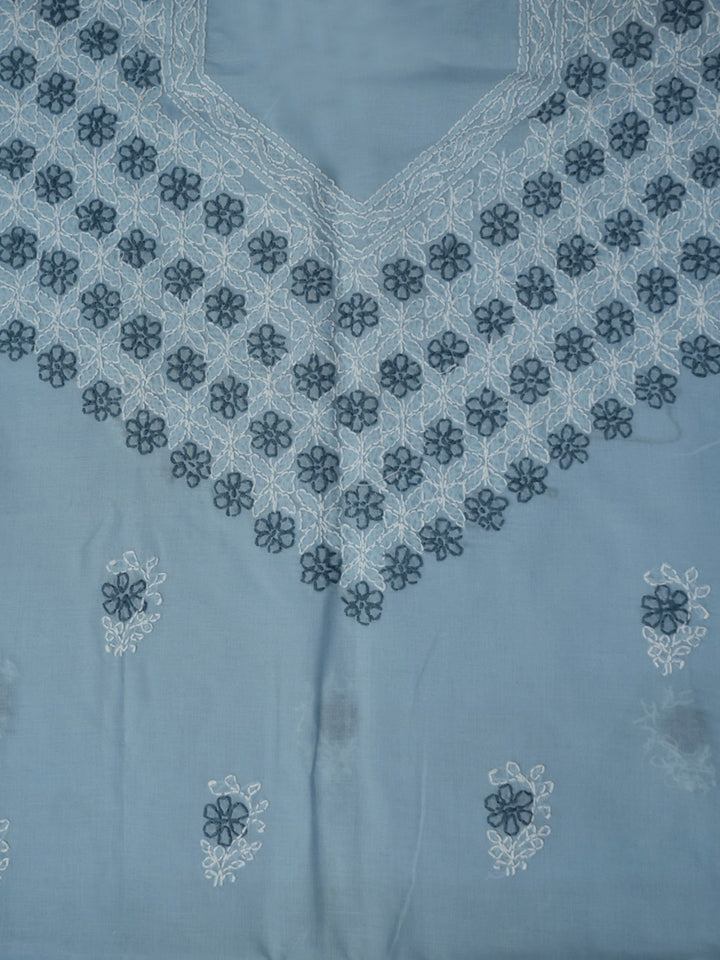 Women Hand Embroidered Chikankari Cotton Dressmaterial PCSCU00102FS-GREY