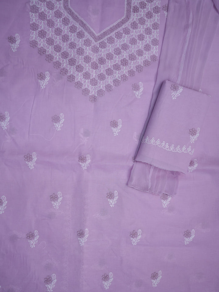 Women Hand Embroidered Chikankari Cotton Dressmaterial PCSCU00102FS-MAUVE