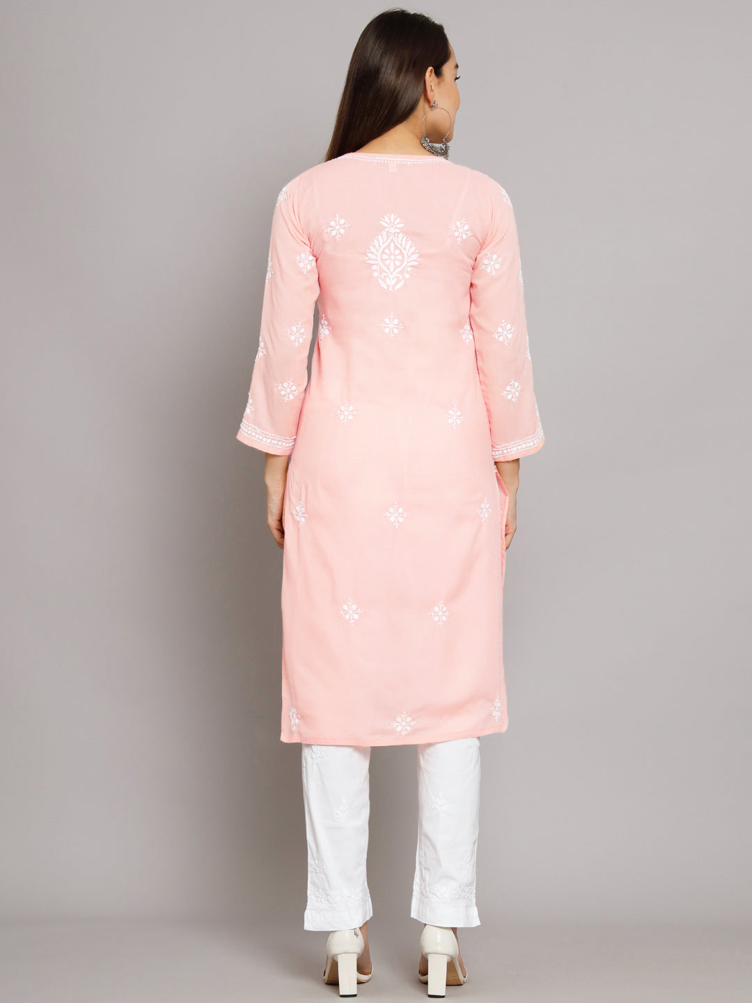 Chikankari Hand Embroidered Cotton Straight Kurta-PC3438