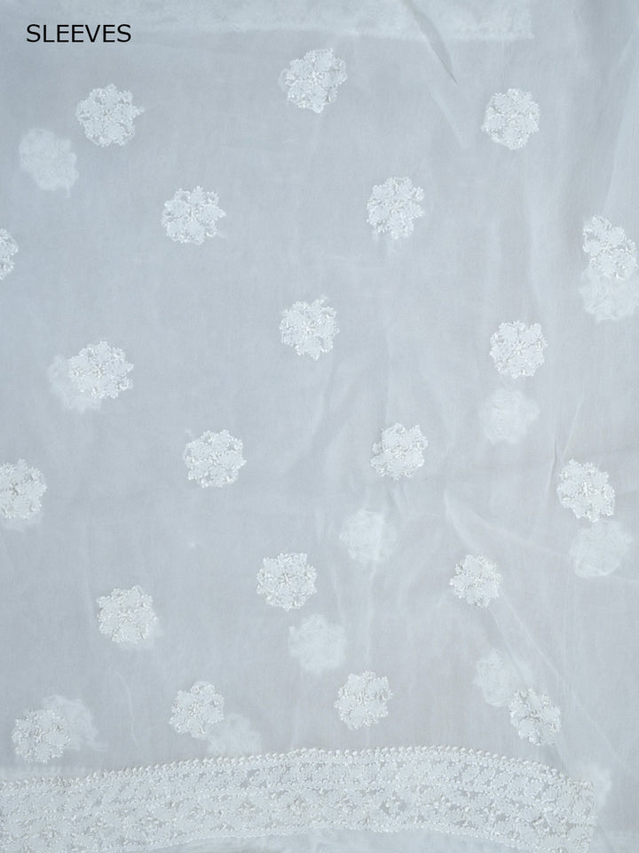 Women Hand Embroidered Chikankari Viscose Georgette Dressmaterial PC4123-WHITE5