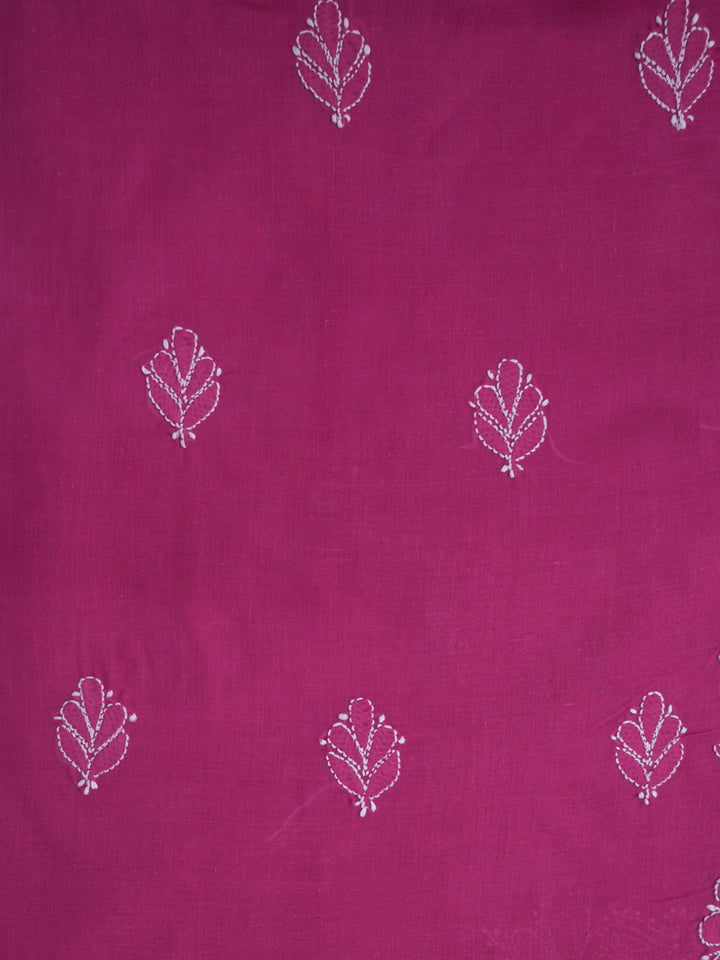 Women Hand Embroidered Chikankari Cotton Dressmaterial PCSCU00104FS-MAGENTA