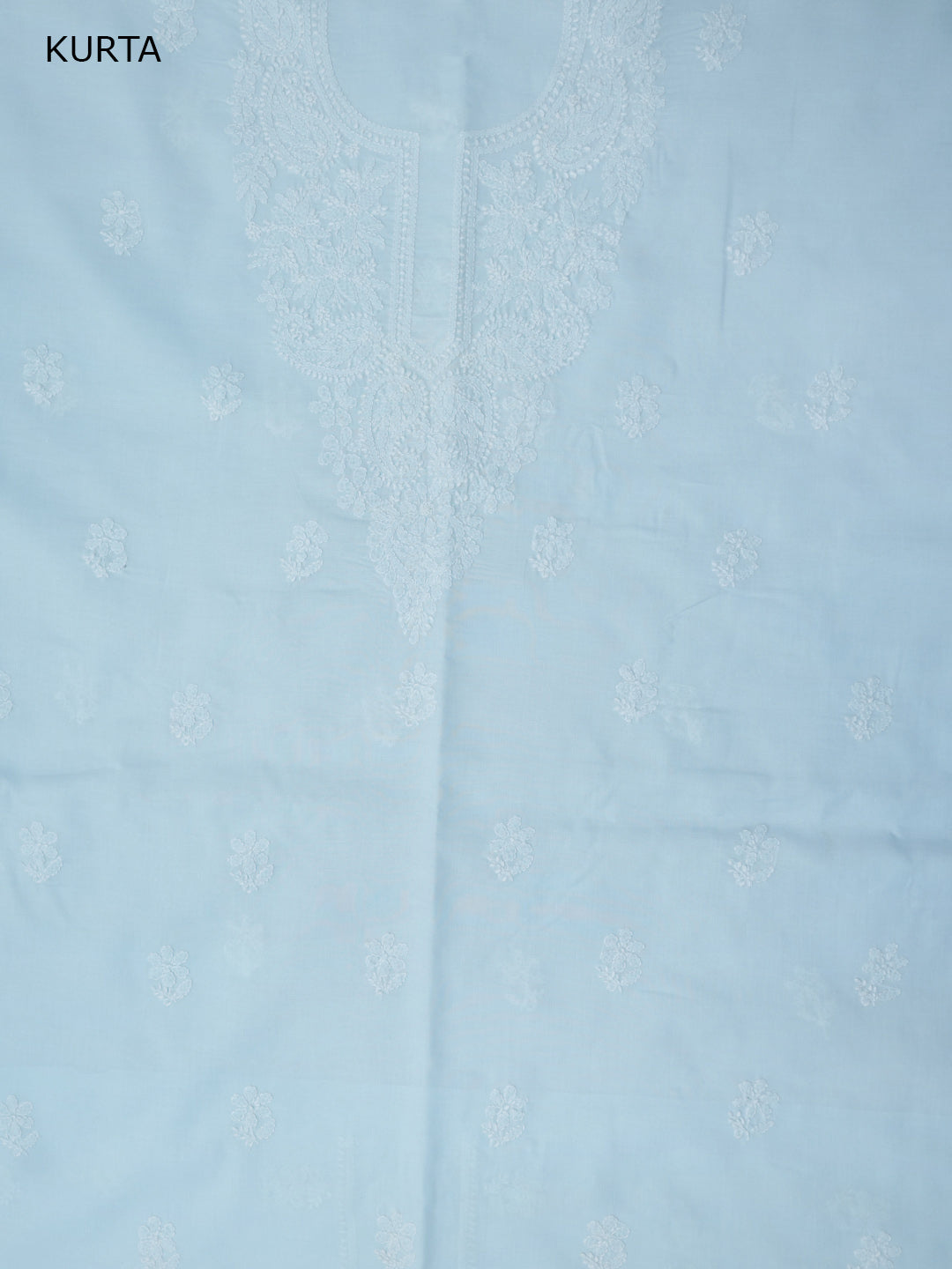 Women Hand Embroidered Chikankari Cotton DressMaterial PCSCU00104FS-SKYBLUE