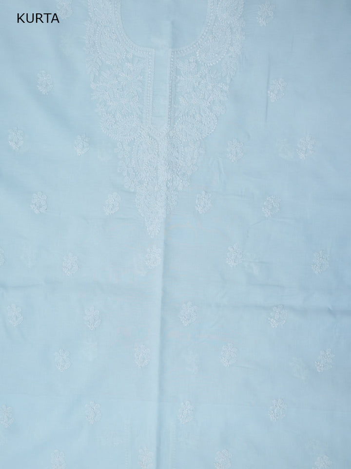 Women Hand Embroidered Chikankari Cotton DressMaterial PCSCU00104FS-SKYBLUE