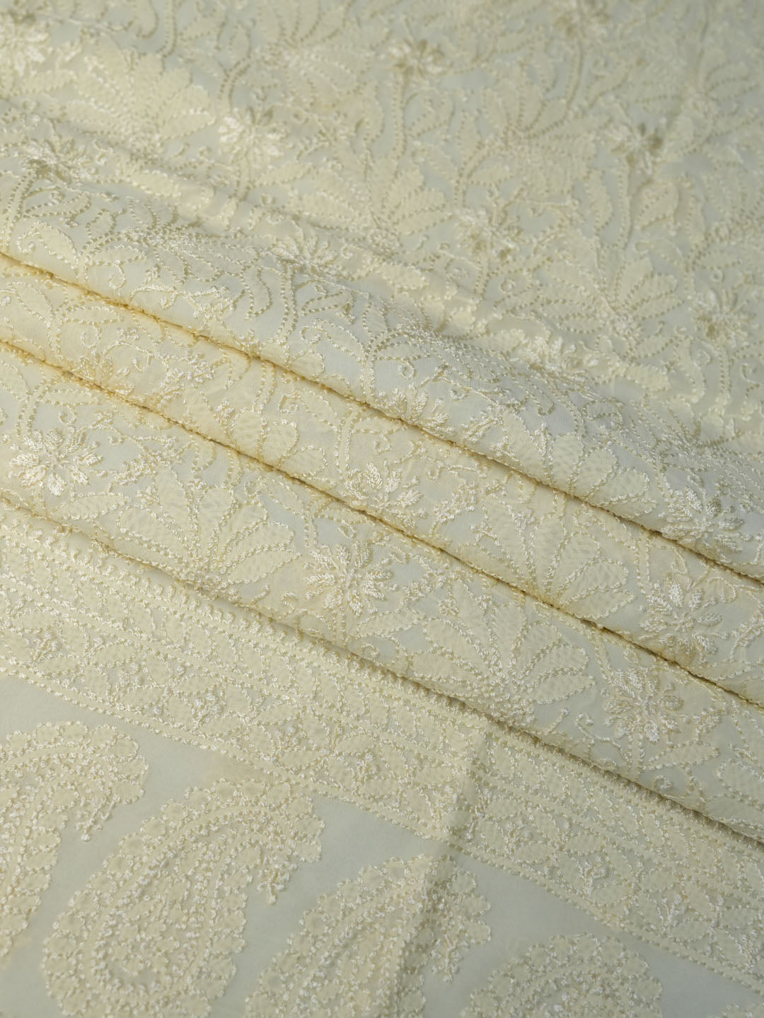 Women Hand Embroidered Chikankari Viscose Georgette Kurta Fabric PC4122-LEMON