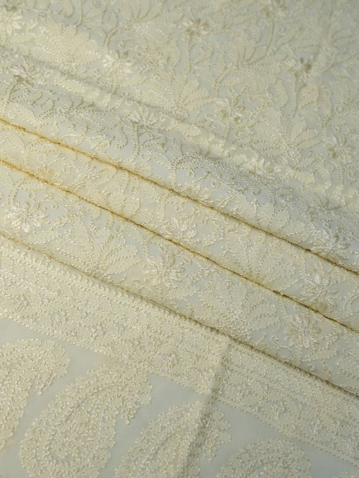 Women Hand Embroidered Chikankari Viscose Georgette Kurta Fabric PC4122-LEMON