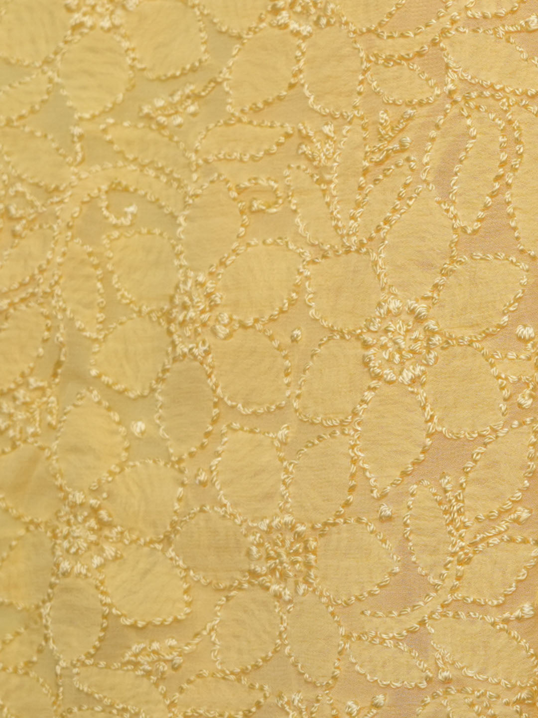 Women Hand Embroidered Chikankari Viscose Georgette Kurta Fabric PC4122-YELLOW