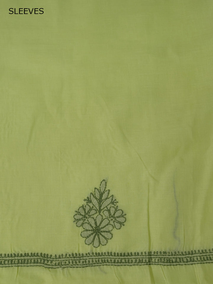 Women Hand Embroidered Cotton Chikankari Dress MaterialPCSCU00406FS-LIMEGREEN