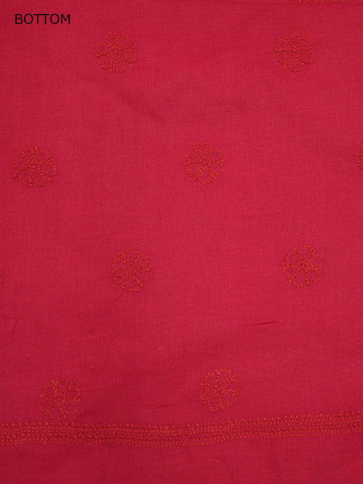 Women Hand Embroidered Cotton Chikankari Dress MaterialPCSCU00406FS-TOMATORED