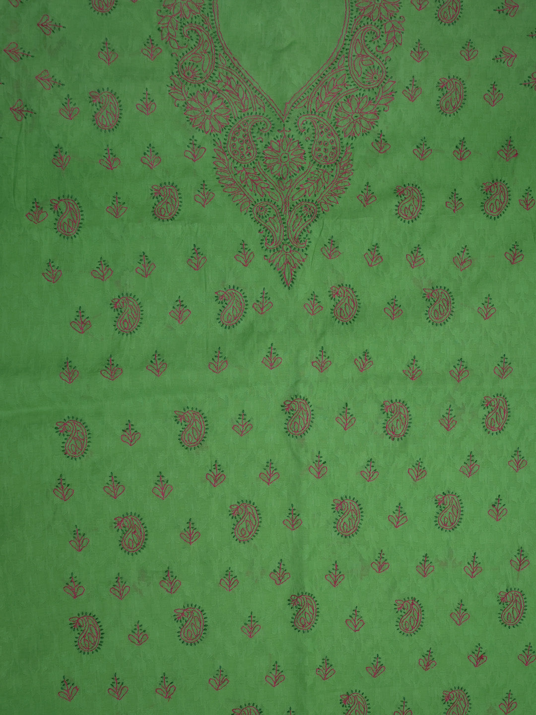 women hand embroidered chikankari cotton dressmaterial PC4120-PARROTGREEN12