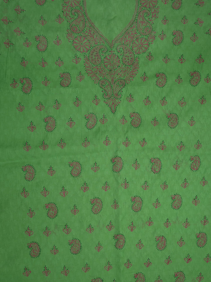 women hand embroidered chikankari cotton dressmaterial PC4120-PARROTGREEN12