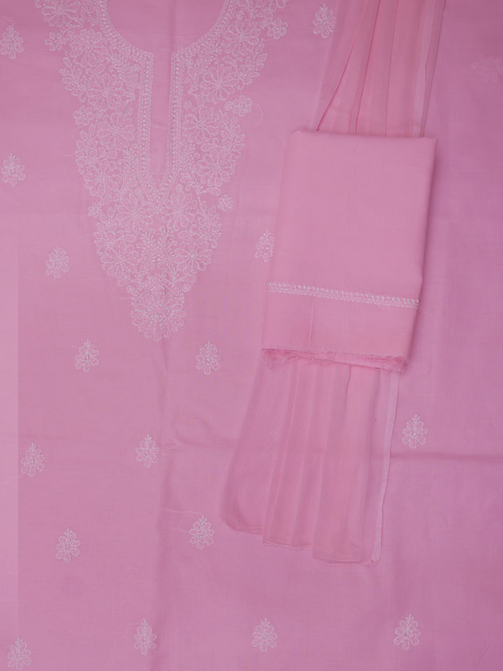 Women Hand Embroidered Cotton Chikankari Dress Material PCSCU00104FS Pink