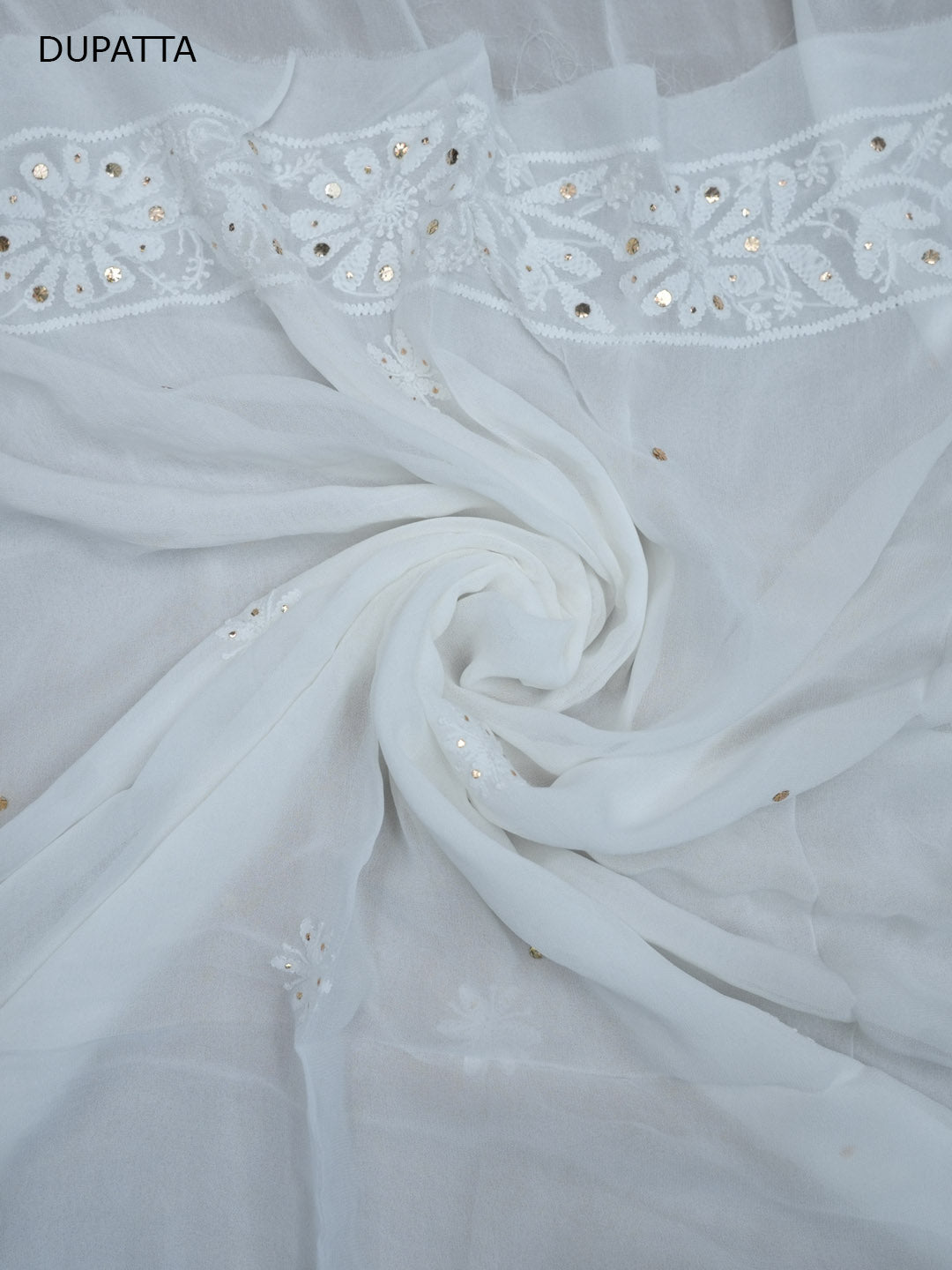 Women Hand Embroidered Chikankari Viscose Georgette Dressmaterial PC4124-WHITE3