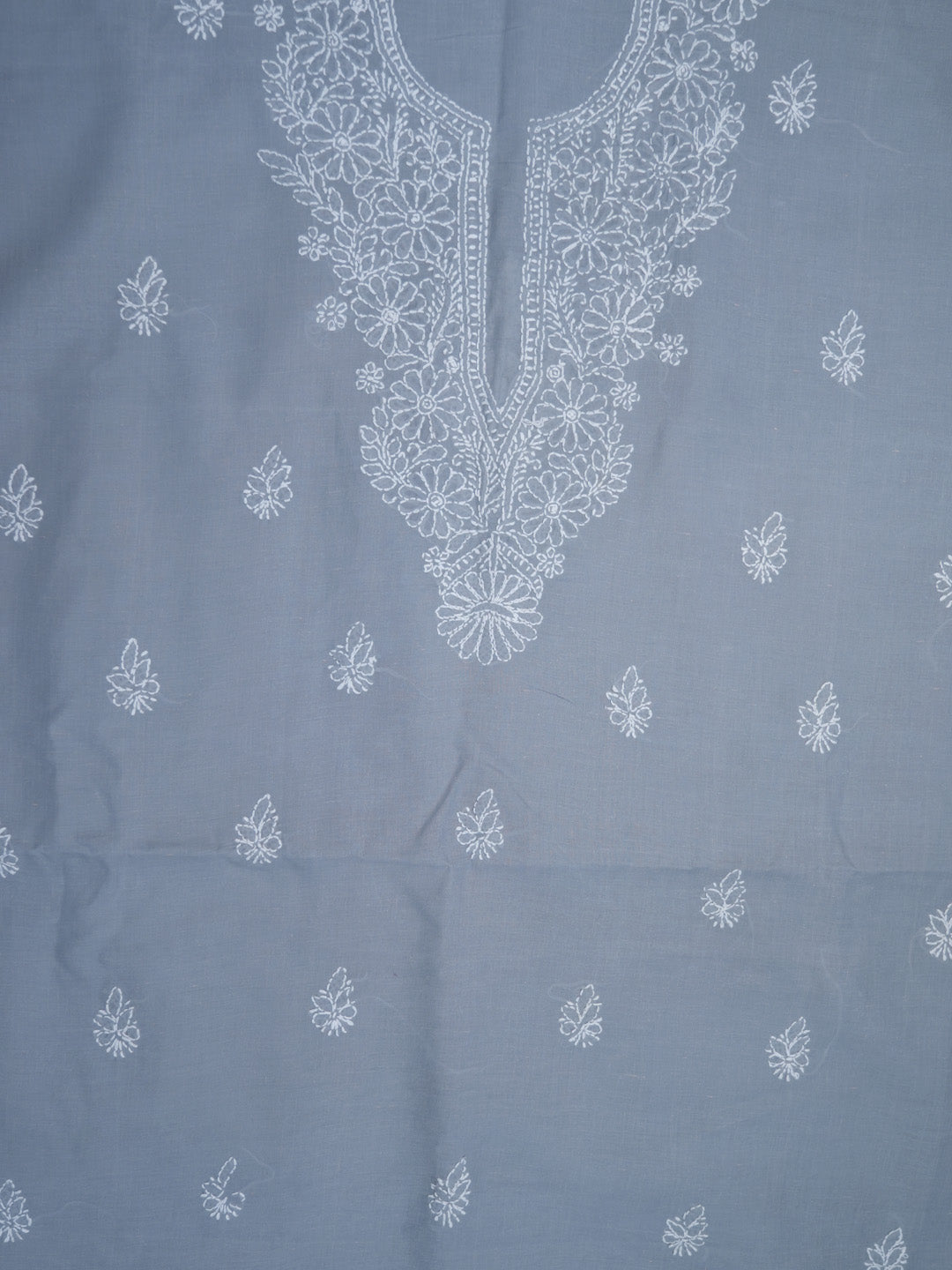 Women Hand Embroidered Cotton Chikankari Dress Material PCSCU00104FS Grey
