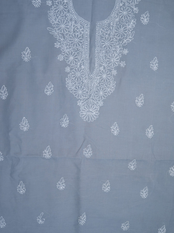 Women Hand Embroidered Cotton Chikankari Dress Material PCSCU00104FS Grey