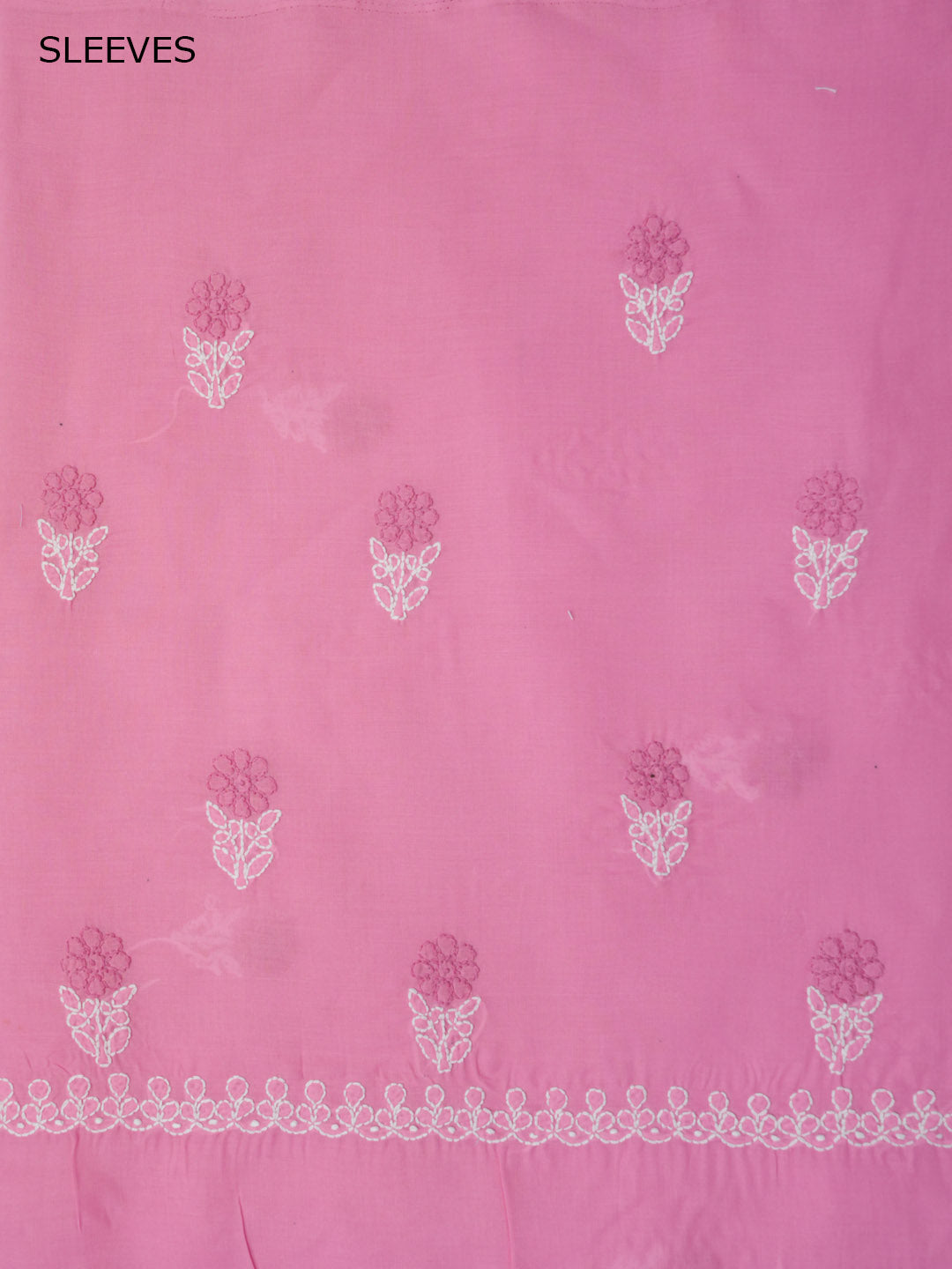 Women Hand Embroidered Cotton Chikankari Dress MaterialPCSCU00102FS-BUBBLEGUMPINK
