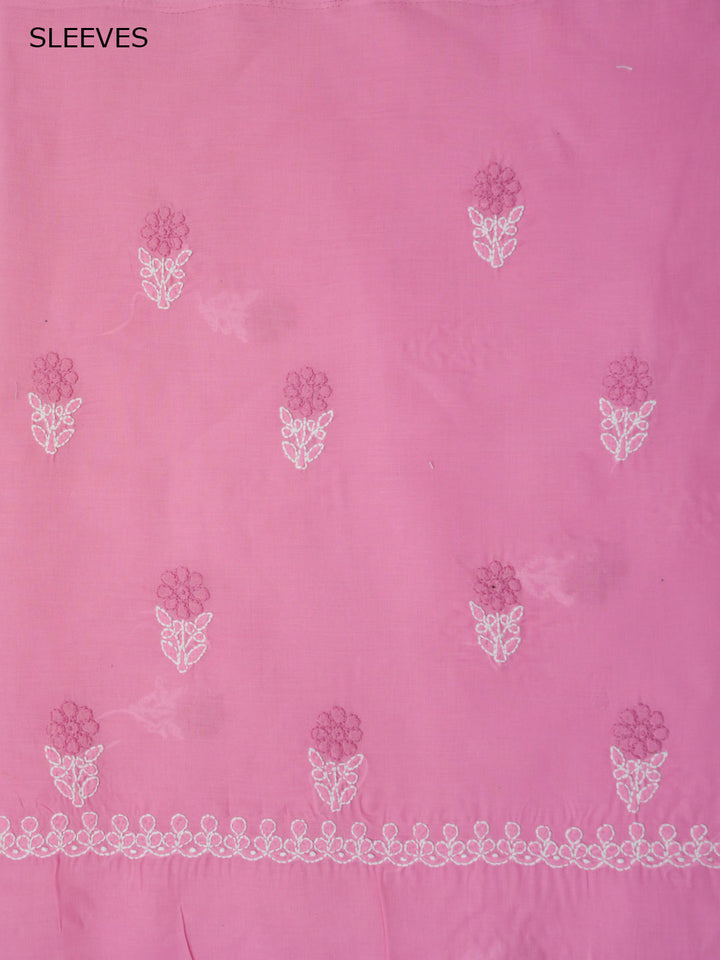 Women Hand Embroidered Cotton Chikankari Dress MaterialPCSCU00102FS-BUBBLEGUMPINK