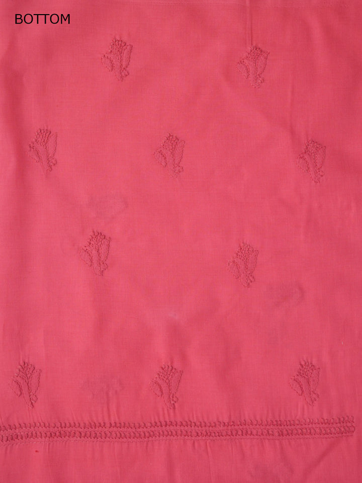 Women Hand Embroidered Cotton Chikankari Dress MaterialPCSCU00103FS-CARROTPINK