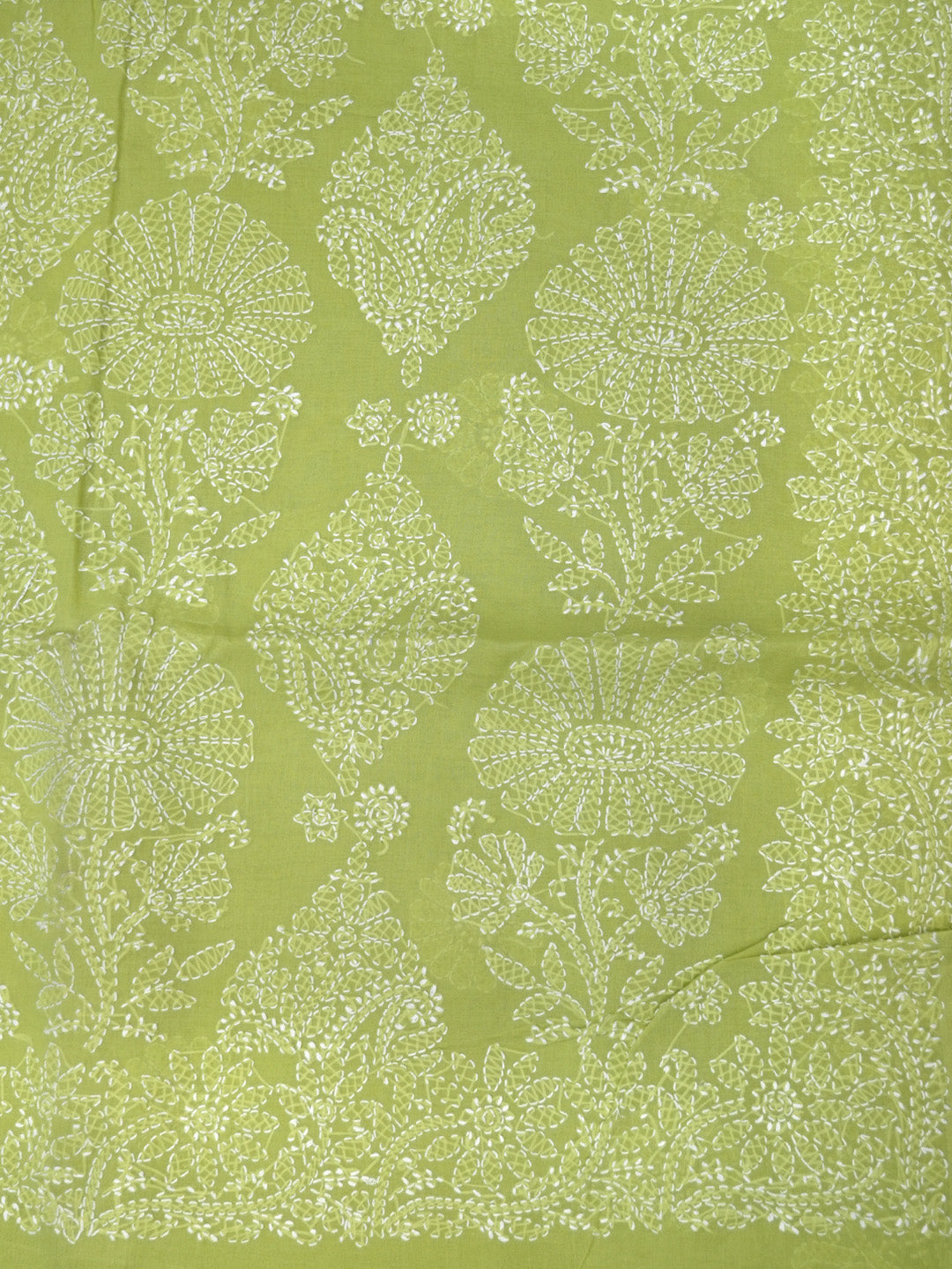 Hand Embroidered Chikankari Cotton Saree PCSAR02 Green