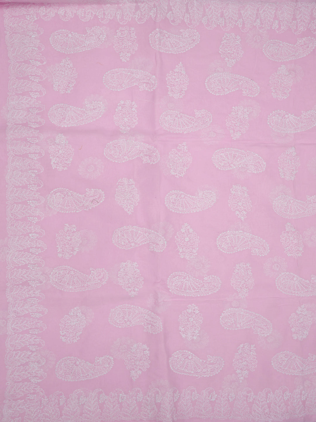 Hand Embroidered Chikankari Cotton Saree PCSAR02 Babypink