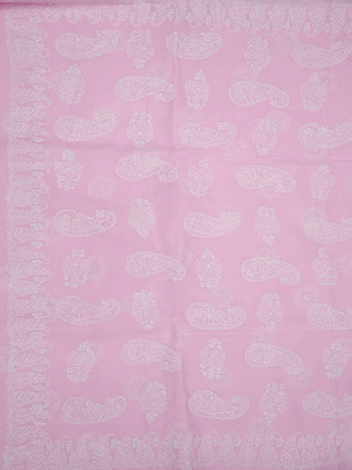Hand Embroidered Chikankari Cotton Saree PCSAR02 Babypink