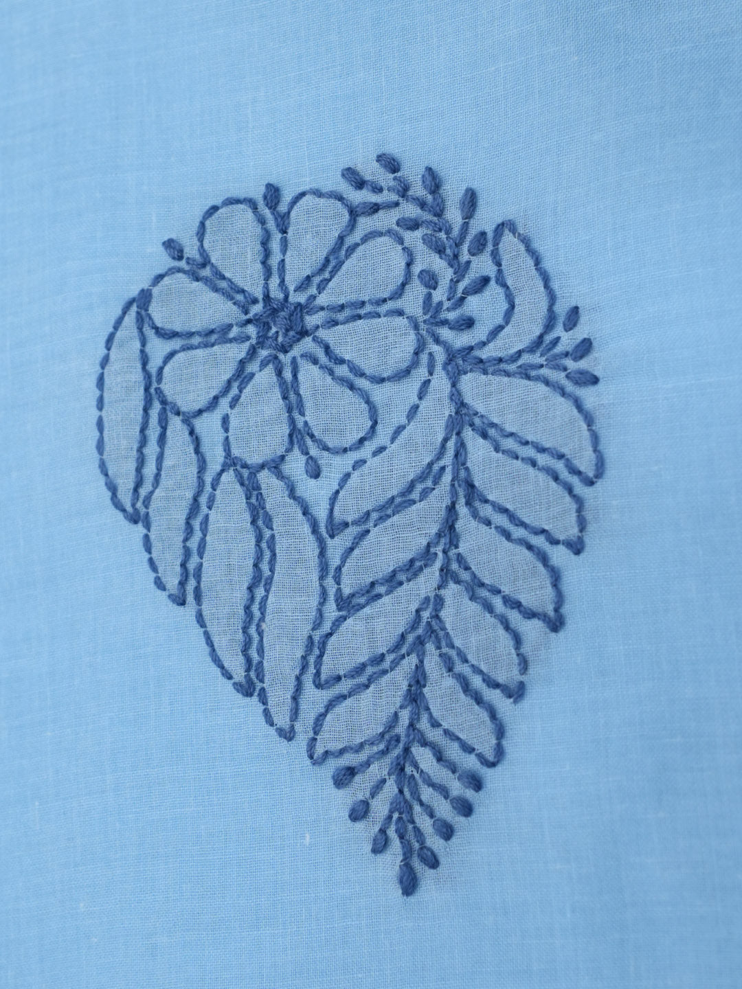Women Hand Embroidered Cotton Chikankari Dress MaterialPCSCU00406FS-LIGHTBLUE