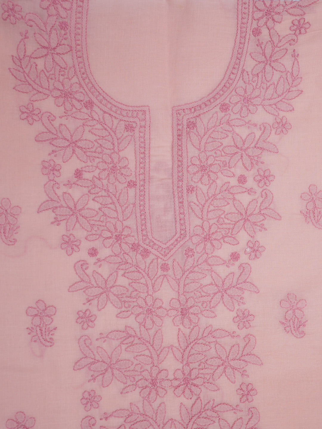 Women Hand Embroidered Chikankari Cotton Dressmaterial PCSCU00406FS-Peach