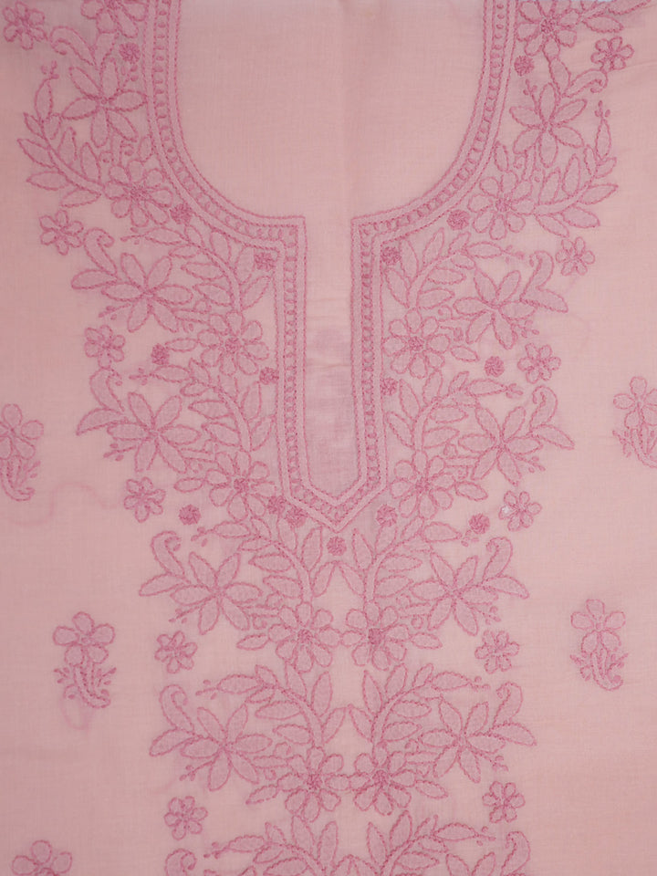Women Hand Embroidered Chikankari Cotton Dressmaterial PCSCU00406FS-Peach