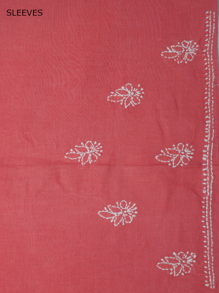 Women Hand Embroidered Cotton Chikankari Dress Material PCSCU00104FS Carrotpink