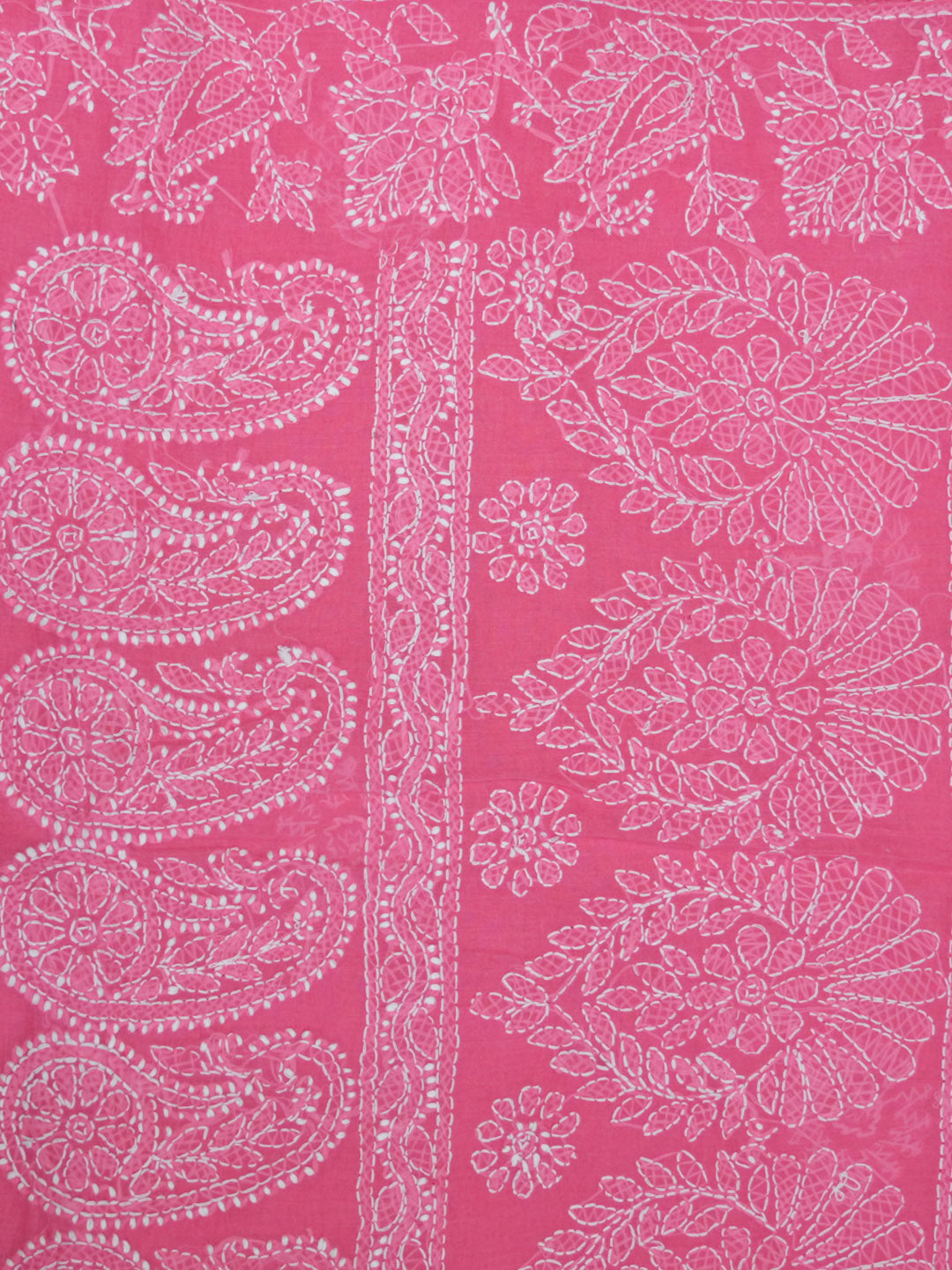 Hand Embroidered Chikankari Cotton Saree PCSAR02 Darkpink