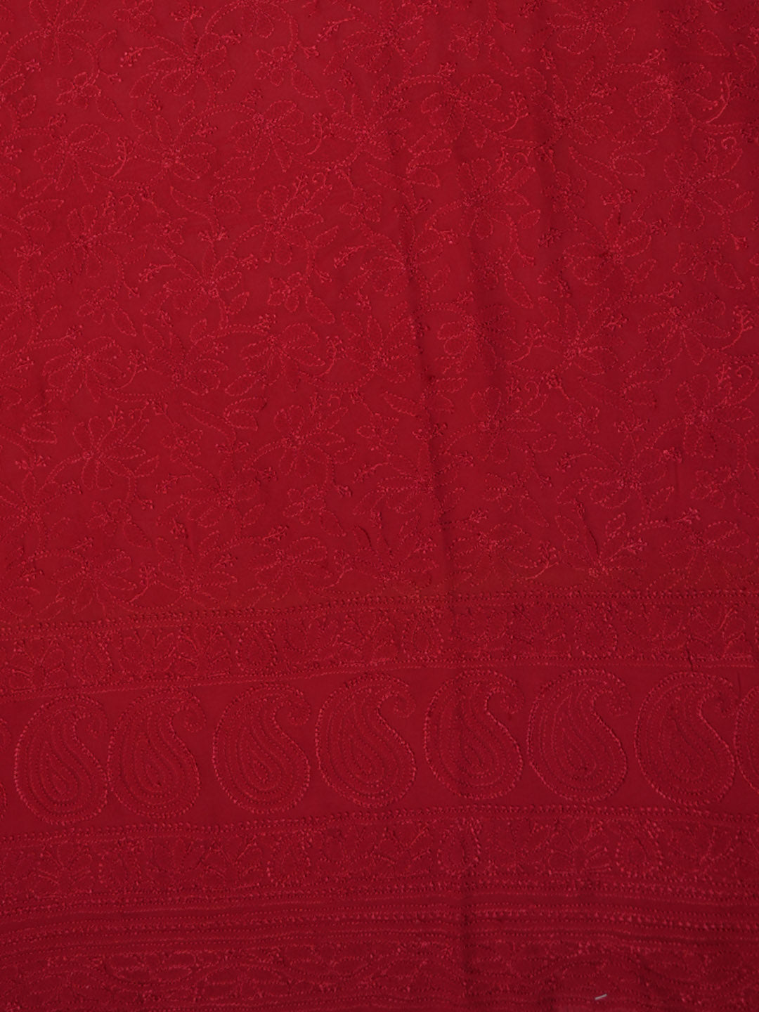 Women Hand Embroidered Chikankari Viscose Georgette Kurta Fabric PC4122-RED