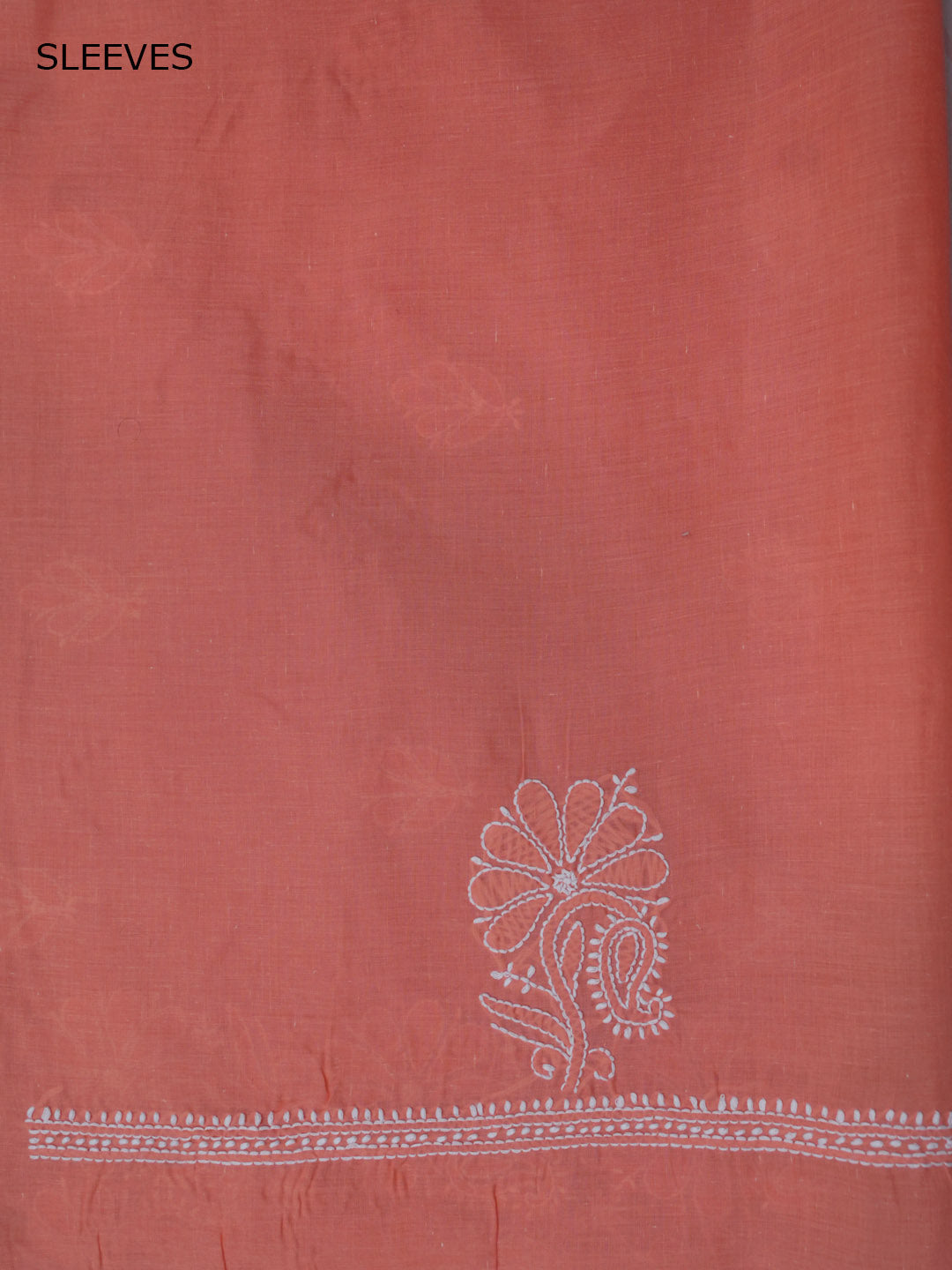 Women Hand Embroidered Chikankari Cotton Dressmaterial PCSCU00104FS-Darkpeach