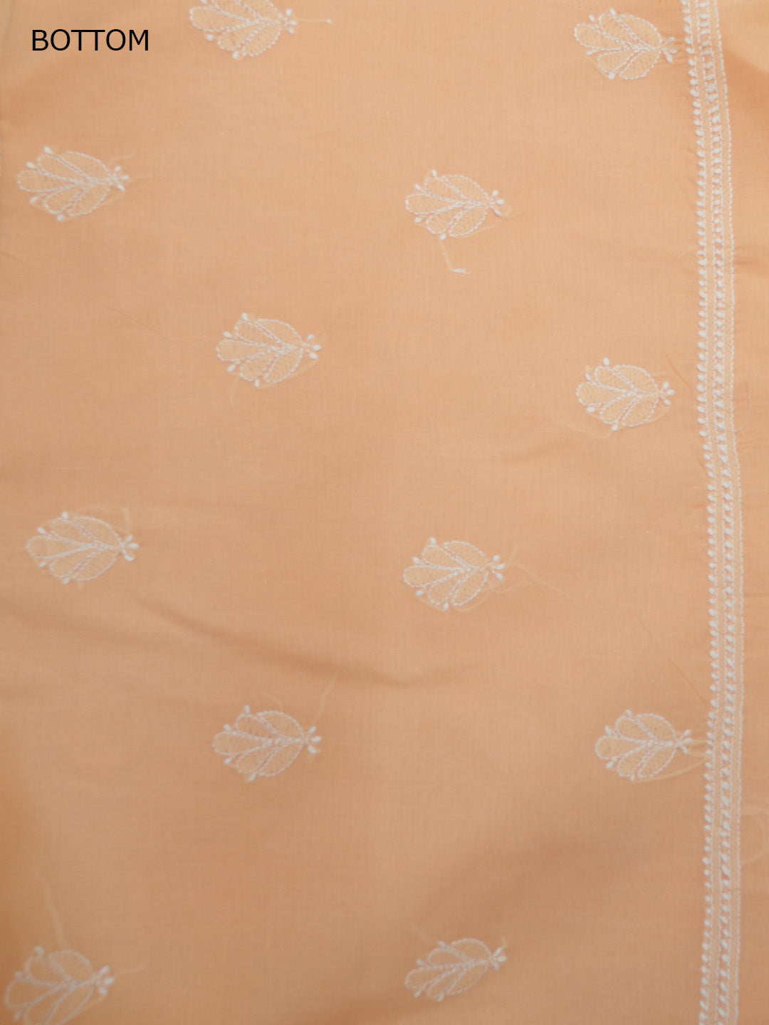Women Hand Embroidered Cotton Chikankari Dress MaterialPCSCU00104FS-APRICOTPEACH