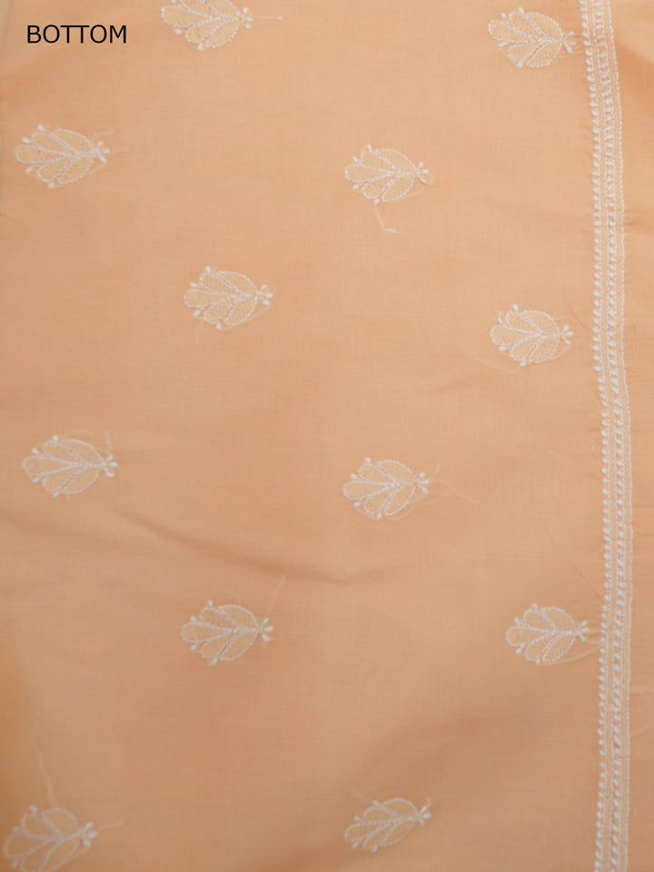 Women Hand Embroidered Cotton Chikankari Dress MaterialPCSCU00104FS-APRICOTPEACH