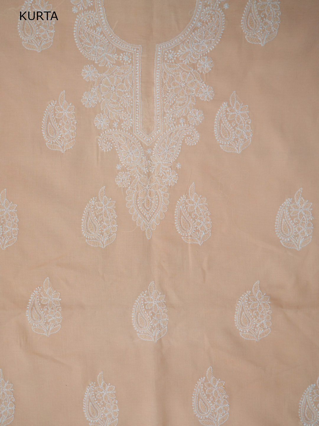 Women Hand Embroidered Chikankari Cotton DressMaterial PCSCU00104FS-PEACH