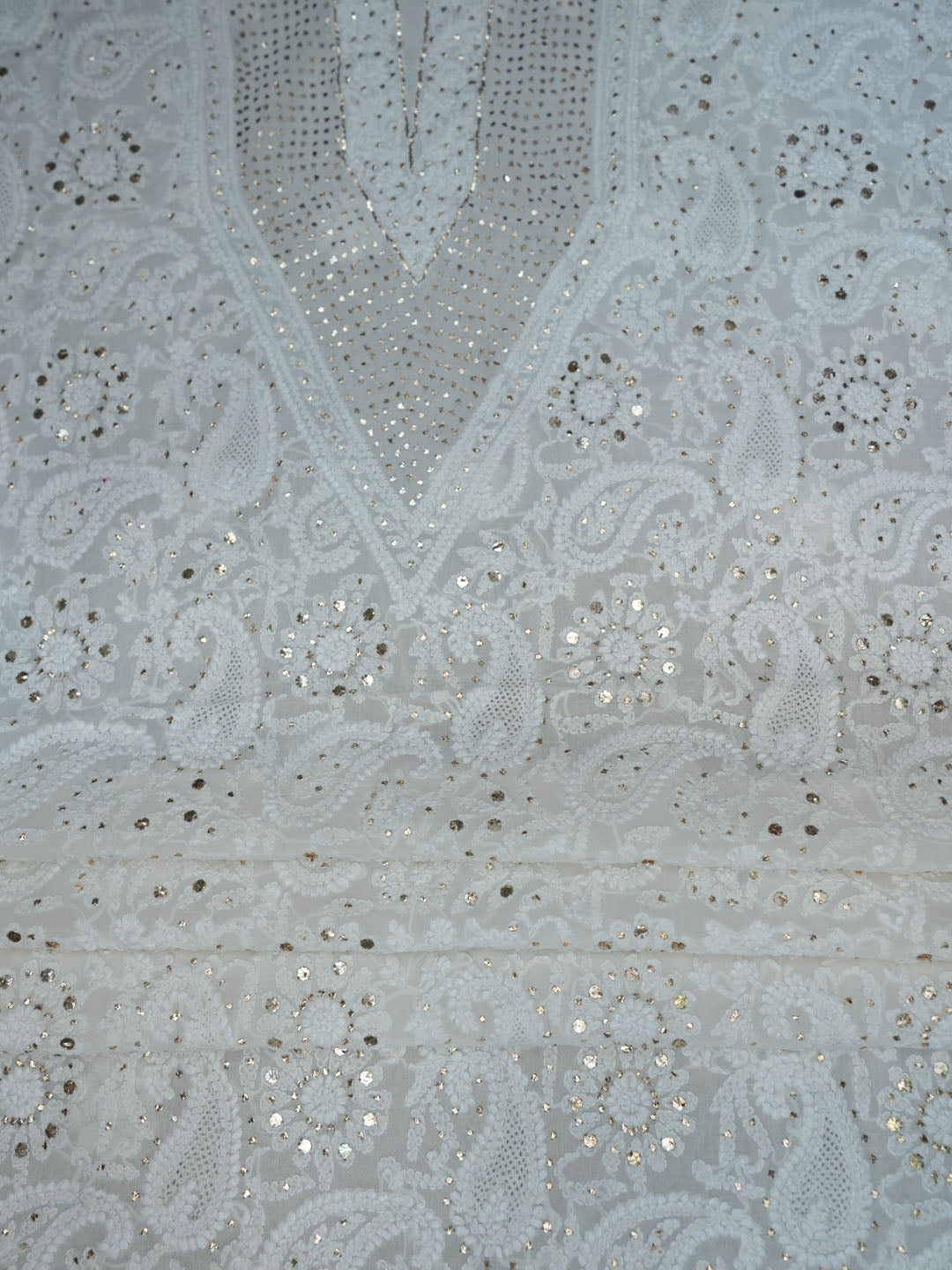 Women Hand Embroidered Chikankari Viscose Georgette Dressmaterial PC4124-WHITE6