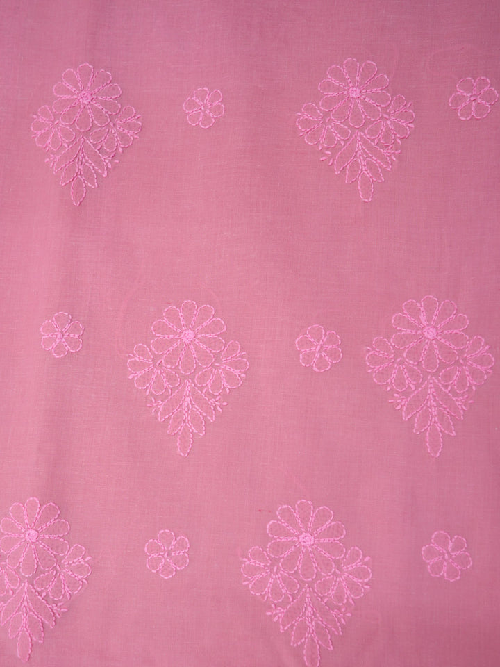 Women Hand Embroidered Chikankari Cotton Dressmaterial PCSCU00406FS-ROSEPINK