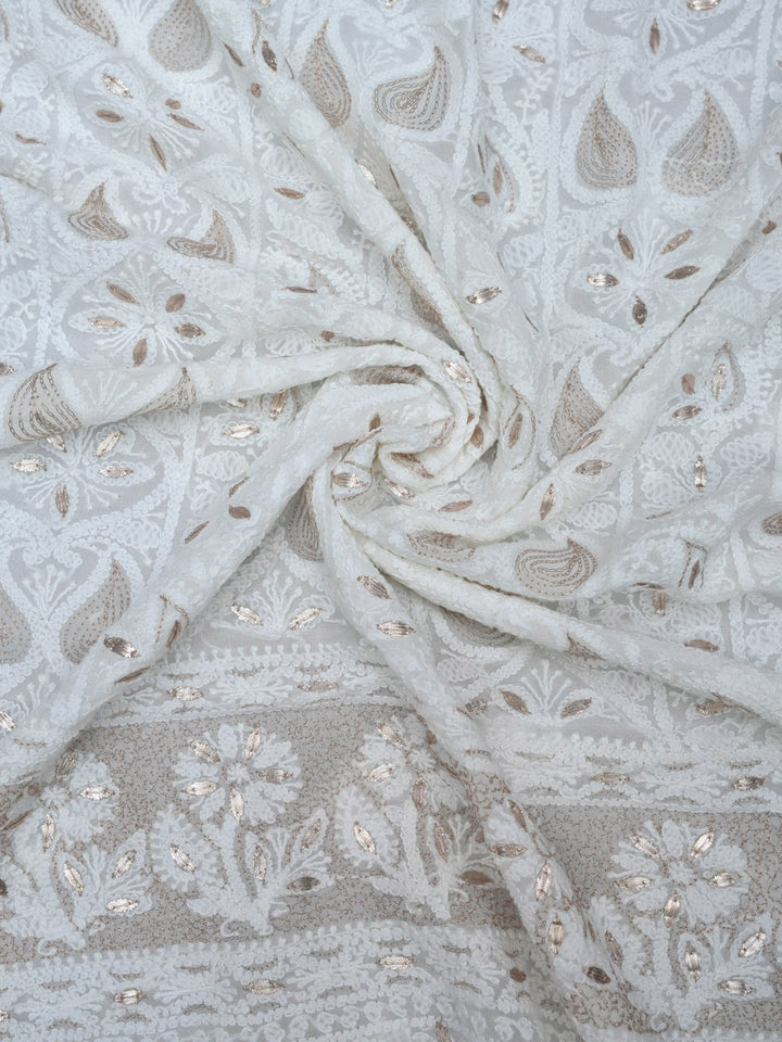 Women Hand Embroidered Chikankari Viscose Georgette Dressmaterial PC4124-WHITE8