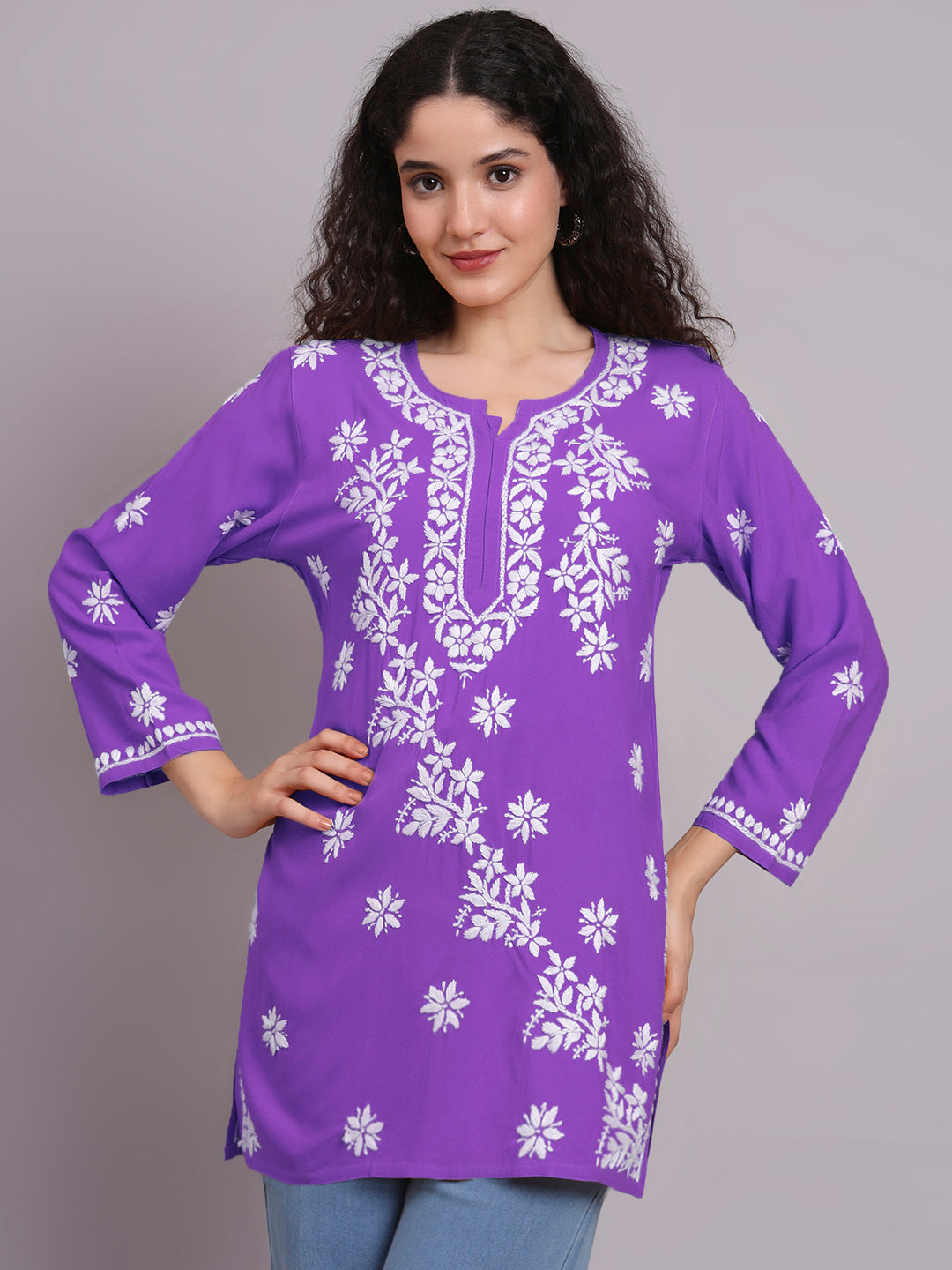 Women Hand Embroidered Chikankari Rayon Kurti PC4071