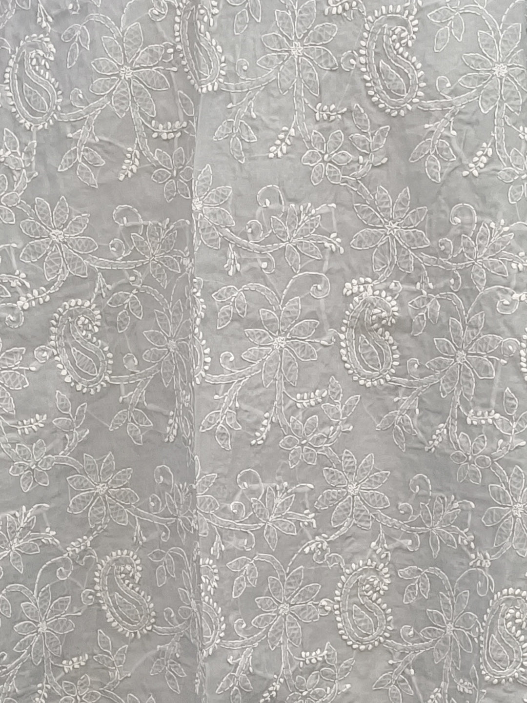 Women Hand Embroidered Cotton Chikankari Dupatta-PC4111 Grey