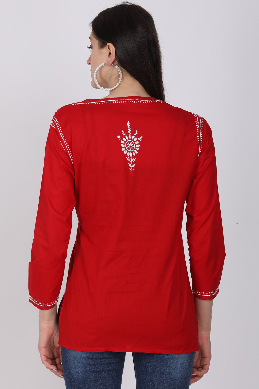 Women Hand Embroidered Chikankari Cotton Kurti SM126S