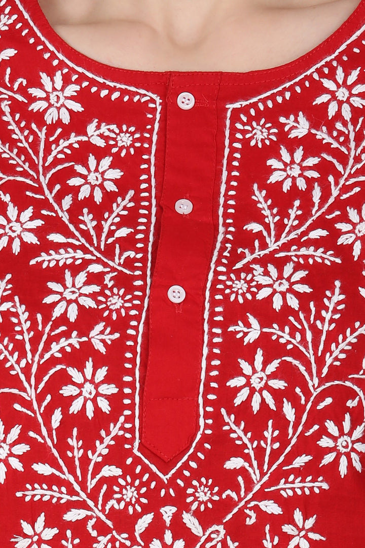 Women Hand Embroidered Chikankari Cotton Kurti SM126S