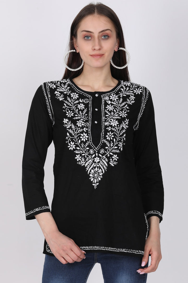 Women Hand Embroidered Chikankari Cotton Kurti SM126S